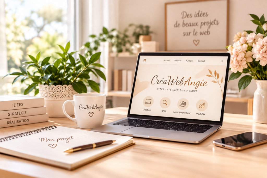 Espace de travail CréaWebAngie dédié à la création de sites internet professionnels sur mesure